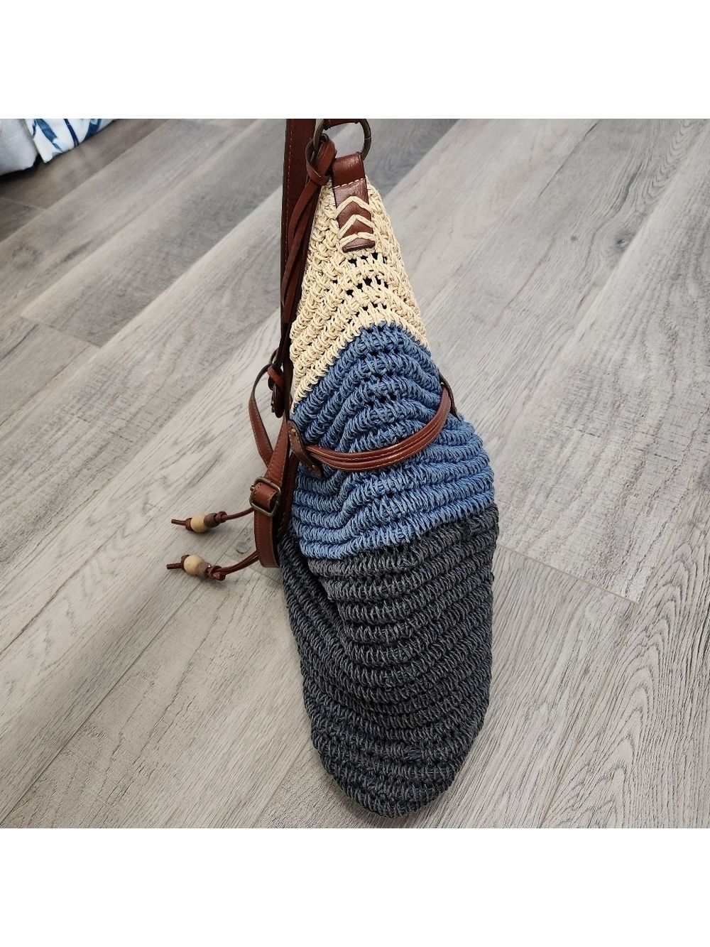 Lucky Brand Horizontal Stripe Paper Beach Tote Bag - Picture 7 of 16